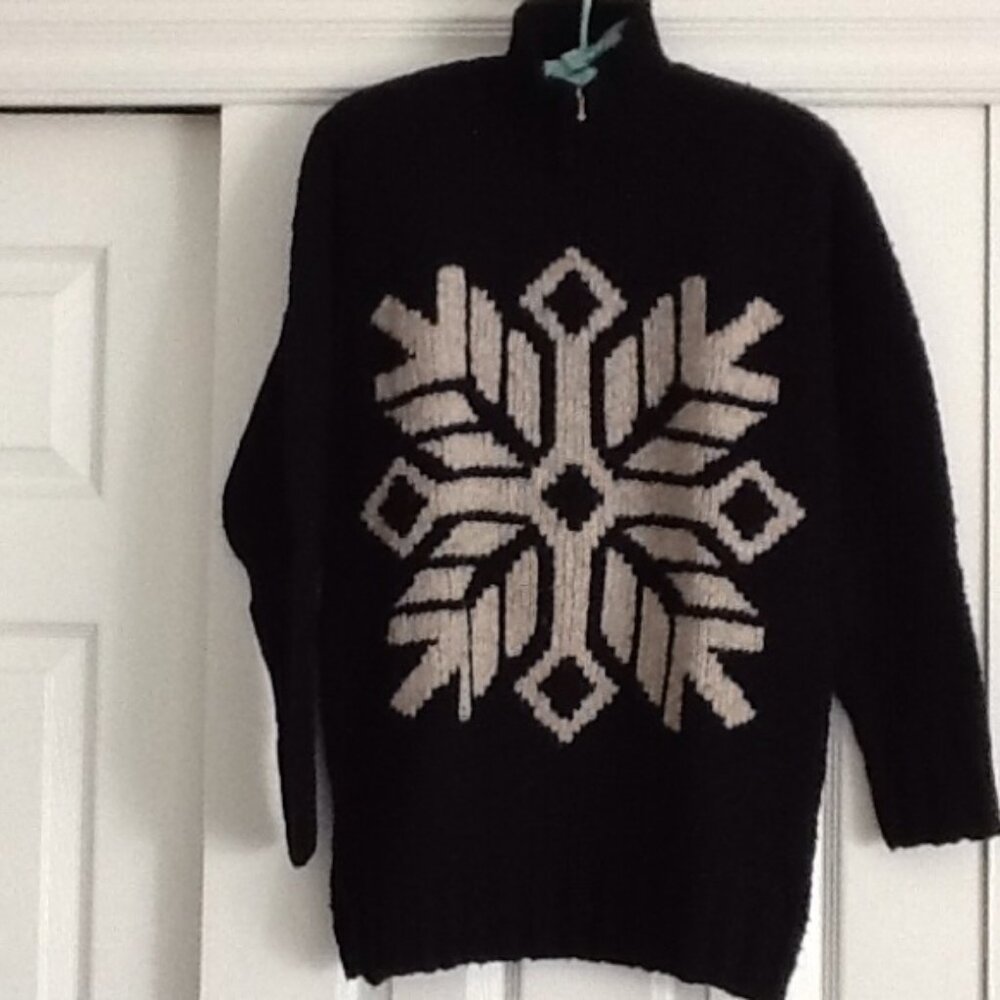 Ann Taylor wool snowflake black sweater